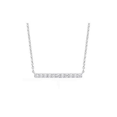 9ct White Gold 0.20ct Diamond Bar Necklace (18in/45cm) Chain Adjustable 16" 17"