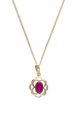 Yellow Gold Ruby Pendant Celtic Necklace Hallmarked 18" Chain British Made