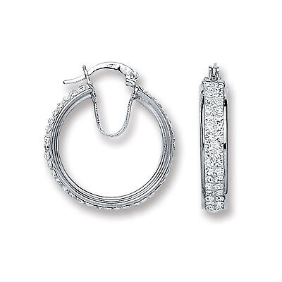Silver Hoop Earrings Creole Sterling Silver Hoops 23mm Rhodium Plated
