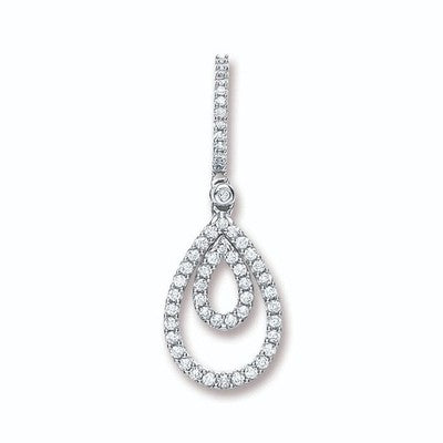 Real Diamond Teardrop Pendant 9ct White Gold 0.30ctw Natural Diamonds