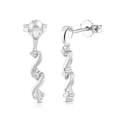 9K White Gold Diamond Twist Drop Dangle Earrings Round Cut Stud Earrings