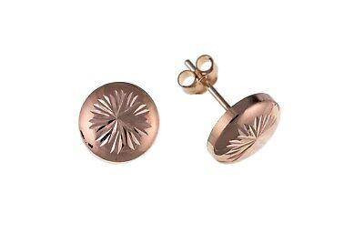 Rose Gold Button Stud Earrings 7mm 9 Carat 375 Hallmark British Made
