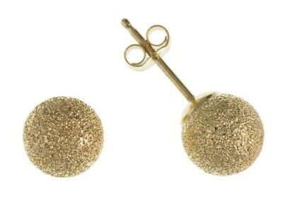 9ct Frosted Ball Stud Earrings 4mm Solid Yellow Gold Studs British Made