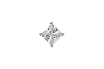 Men's Earring Square Solitaire Gents Solid Sterling Silver Stud