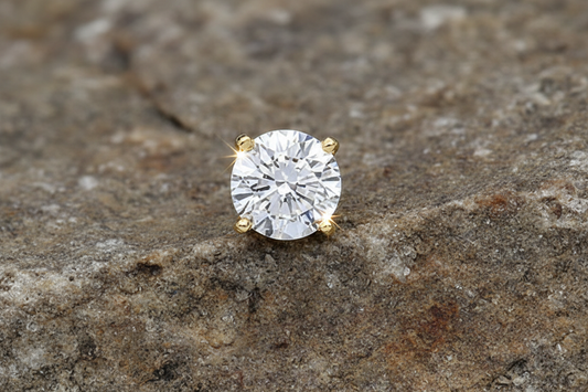 Men's Solitaire Earring Yellow Gold 1 Carat Gents Stud