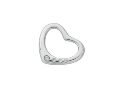 Diamond Open Floating Heart Pendant 9ct White Gold 18" / 45cm Chain