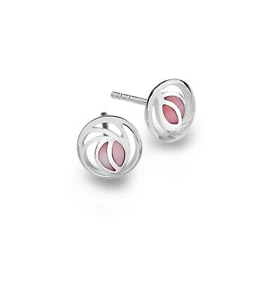 Mackintosh Pink Rose Stud Earrings Mother of Pearl Solid Sterling Silver Studs 