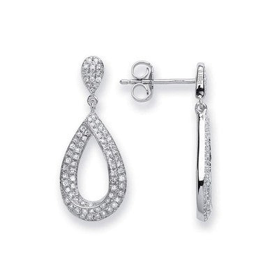 White Gold Natural Diamond Teardrop Drop Dangle Earrings 23.5mm Drop Luxury Gift