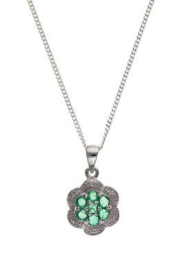 Real Emerald and Diamond Matching Set Solid Sterling Silver 925 18" Chain