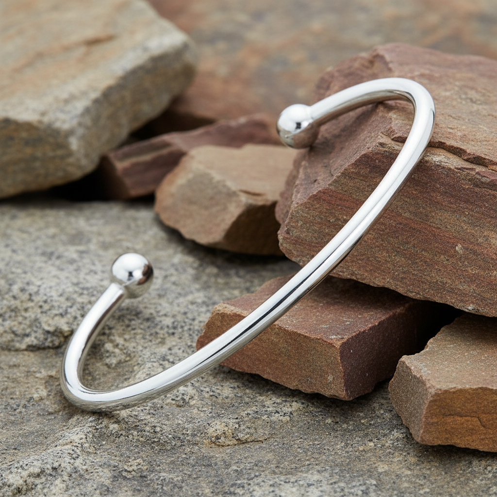 Sterling Silver Torque Bangle Gents Mens Solid Bracelet Hallmark British Made