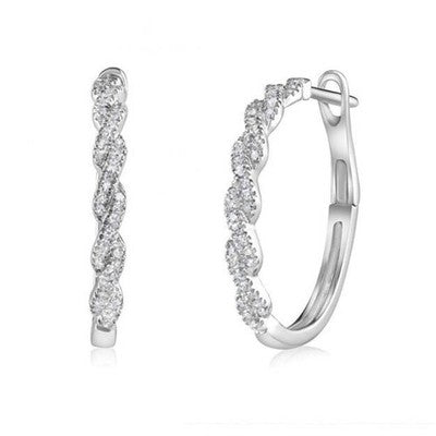 Real Diamond Twist Hoop Earrings 9ct White Gold 20mm Diameter 0.20ctw Diamonds