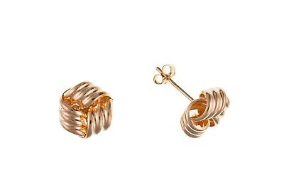 Rose Gold Knot Stud Earrings 10mm 9 Carat 375 Hallmark British Made