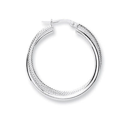 Silver Hoop Creole Earrings 925 Hallmark 27mm