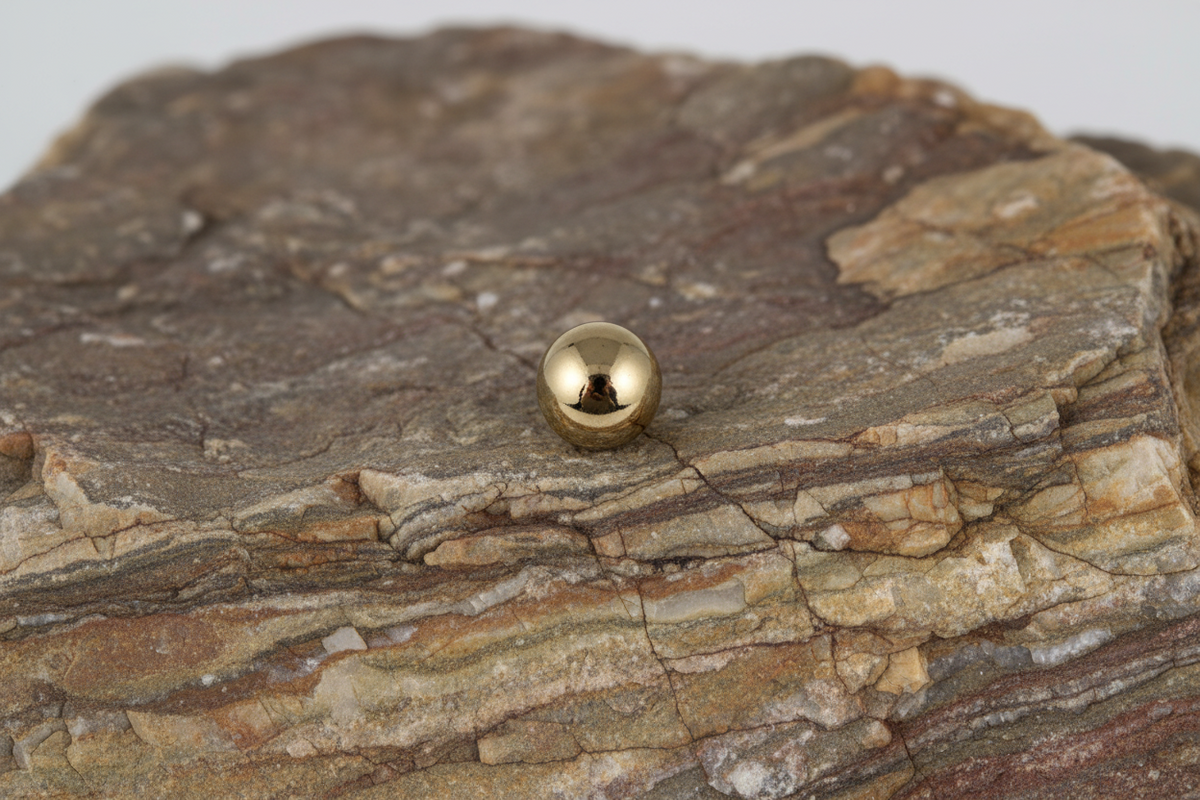 Mens Yellow Gold Earring Ball Stud