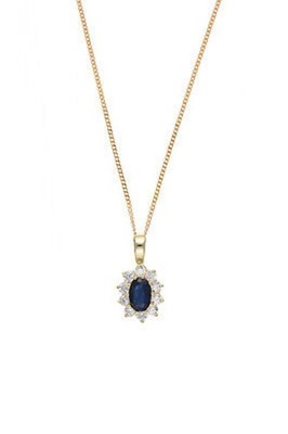 Yellow Gold Sapphire Cluster Pendant Necklace and Stud Earrings Set