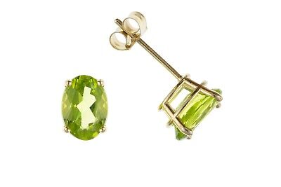 9ct Gold Peridot Oval Stud Earrings Yellow Gold August Birthstone