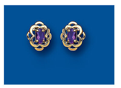 9ct Gold Amethyst Celtic Earrings Yellow Gold Stud February Birthstone Hallmark