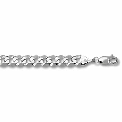 White Gold Curb Bracelet Men's Gents  8" Flat Bevelled 6.8g Full Hallmark