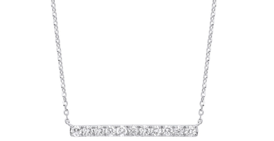 White Gold Natural Diamond Bar Pendant Necklace Brilliant Cut Sparkle
