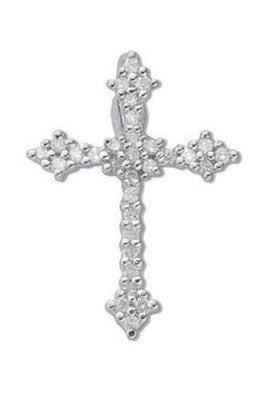 Women's Sparkling Diamond Cross Pendant Necklace White Gold 18" Chain