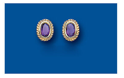 9ct Gold Amethyst Earrings Yellow Gold Solitaire February Birthstone Hallmark