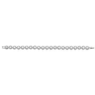 Ladies Halo Cluster Tennis Bracelet Solid Sterlng Silver Hallmarked