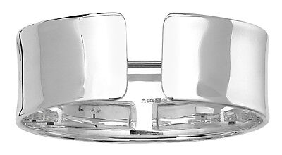 Ladies Oval Cuff Bangle Solid Sterling Silver Hallmarked