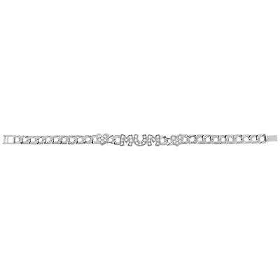 Heart and MUM Bracelet Solid Sterling Silver Curb Link Gemstone hallmarked