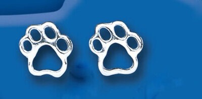 Paw Print Matching Set Pendant and Earrings Solid Sterling Silver 925 18" Chain