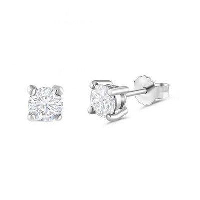 Diamond Solitaire Stud Earrings 18ct White Gold 1.00ctw Real Mined Diamonds