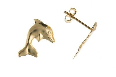 Yellow Gold Dolphin Stud Earrings 9 Carat Studs British Made