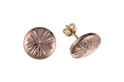 Rose Gold Button Stud Earrings 10mm 9 Carat 375 Hallmark British Made