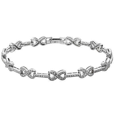 Ladies Infinity Gemstone Tennis Bracelet Solid Sterling Silver Hallmarked