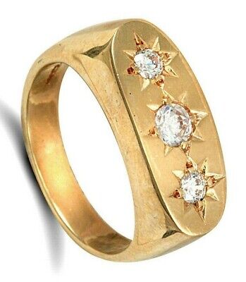 Men's Three Stone Ring Trilogy Engagement Solid 9 Carat Hallmarked British Made