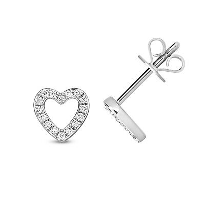 Diamond Heart Stud Earrings White Gold 0.12ctw StudsAppraisal Certificate
