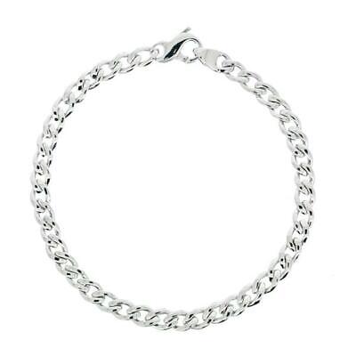 White Gold Curb Bracelet Men's Gents  8" Flat Bevelled 6.8g Full Hallmark