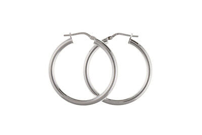Silver Hoop Earrings Creole Plain Sterling Silver 20mm 925 Hallmark