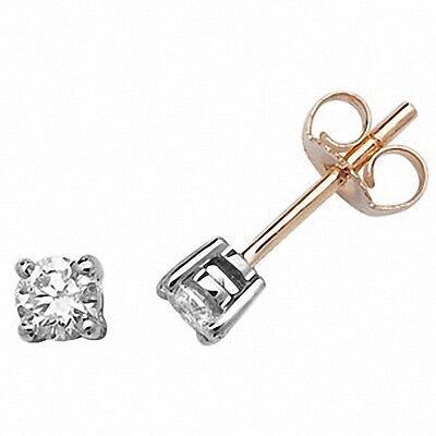 Diamond Solitaire Earrings 9ct Yellow Gold Studs 0.40ct