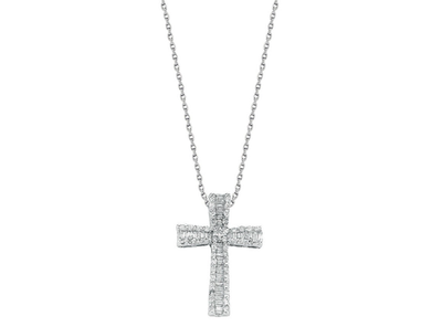 Sparkling Diamond Cross Pendant Necklace White Gold 18" Chain Elegant Jewellery