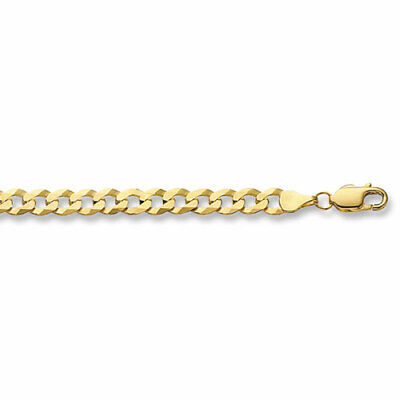 9ct Gold Curb Bracelet Mens Gents Solid Yellow Gold 8" Flat Bevelled Hallmark