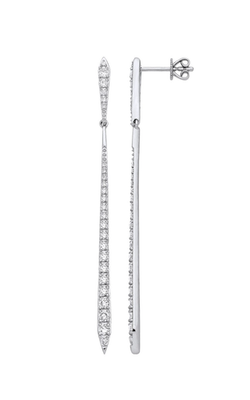18ct White Gold Diamond Long Drop Earrings Articulated Linear Dangle 60mm