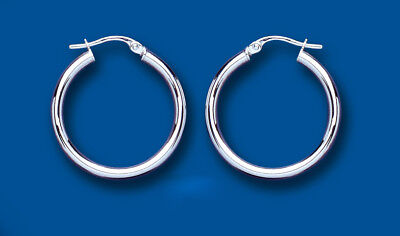 Hoop Earrings White Gold Plain Creole 24mm