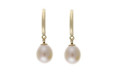Freshwater Pearl Jewellery Set Yellow Gold Pendant Necklace & Matching Earrings