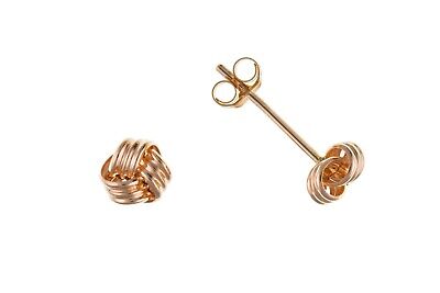Rose Gold Knot Stud Earrings 4mm 9 Carat 375 Hallmark British Made