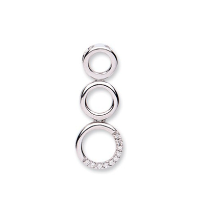 Diamond Three Circle Pendant Necklace 9ct White Gold 18" / 45cm Chain