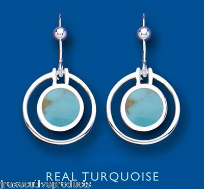 Turquoise Earrings Sterling Silver Drop Round Stone Drops