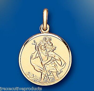 Large Gold St. Christopher Pendant Yellow Gold 22mm Hallmarked British Made