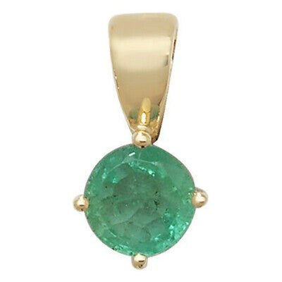 Classic Emerald Solitaire Pendant on Chain Matching Stud Earrings Yellow Gold