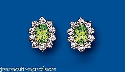 9ct Gold Peridot Stud Earrings Oval Cluster Studs August Birthstone Hallmark