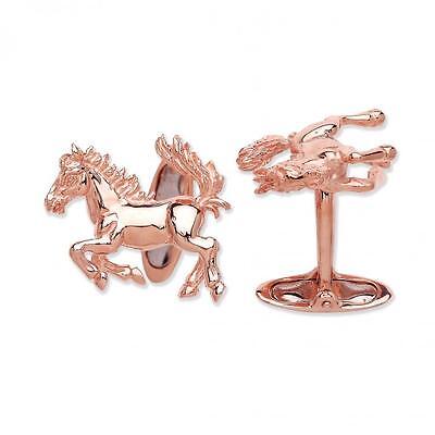 Horse Cufflinks Rose Gold Plated Solid Sterling Silver